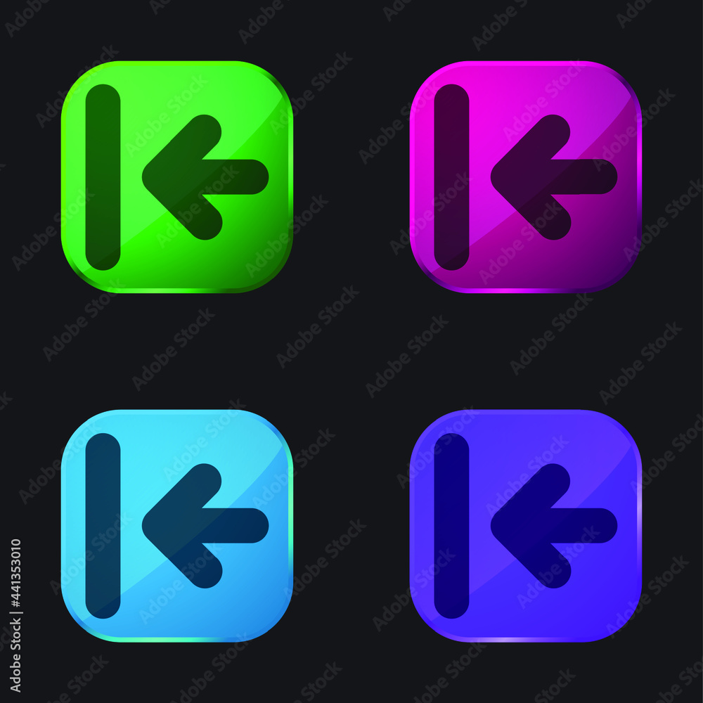 Back Arrow To First Track four color glass button icon Back Arrow To First Track four color glass button icon
