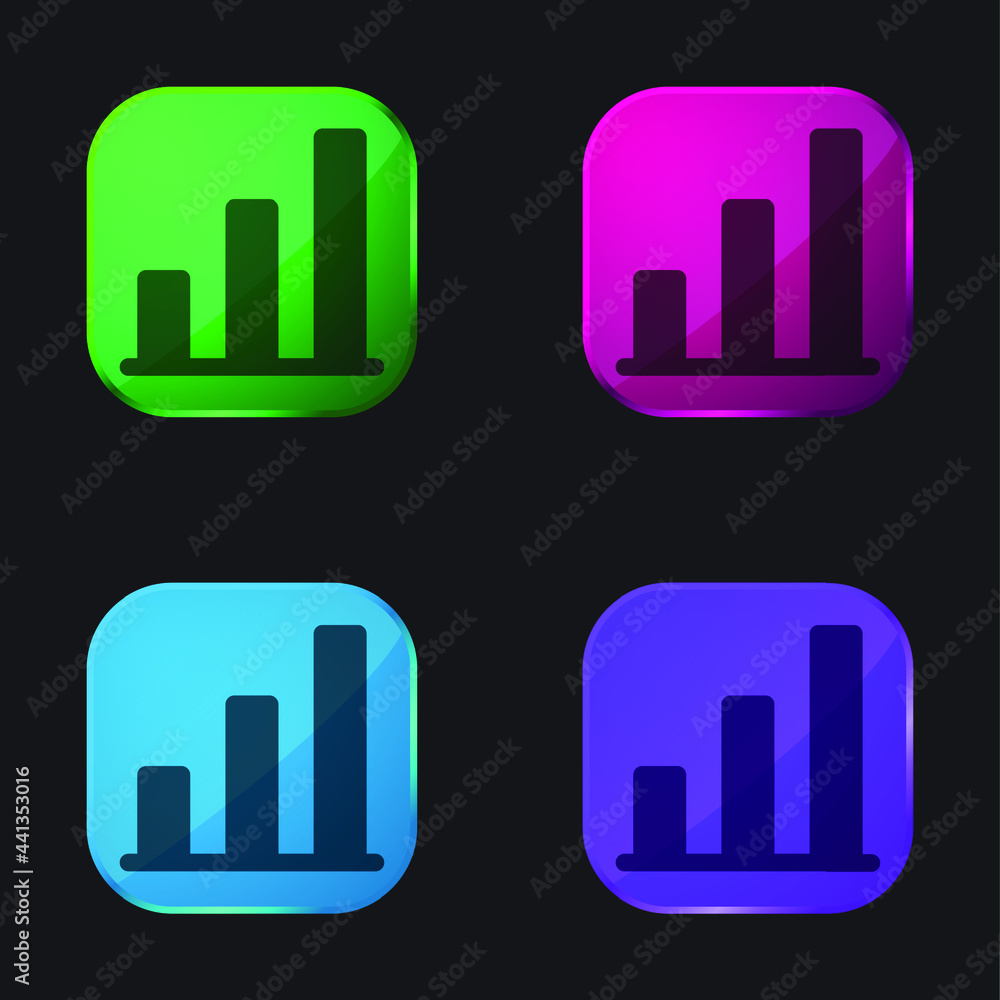 Analytics four color glass button icon Analytics four color glass button icon