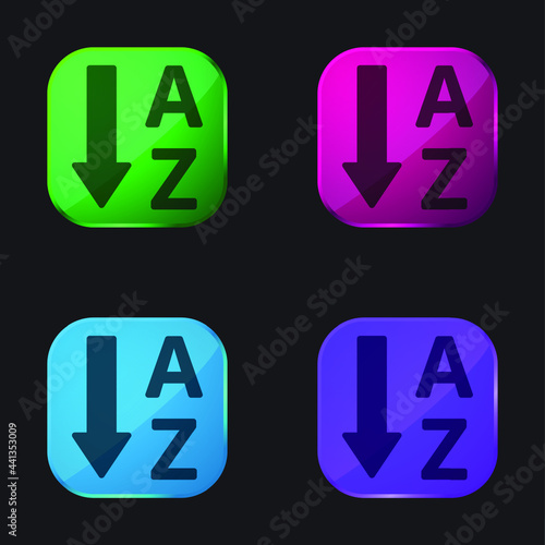 Alphabetical Order four color glass button icon