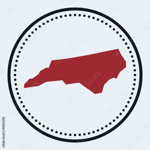 North Carolina round stamp. Round logo with US state map and title. Stylish minimal North Carolina badge with map. Vector illustration.