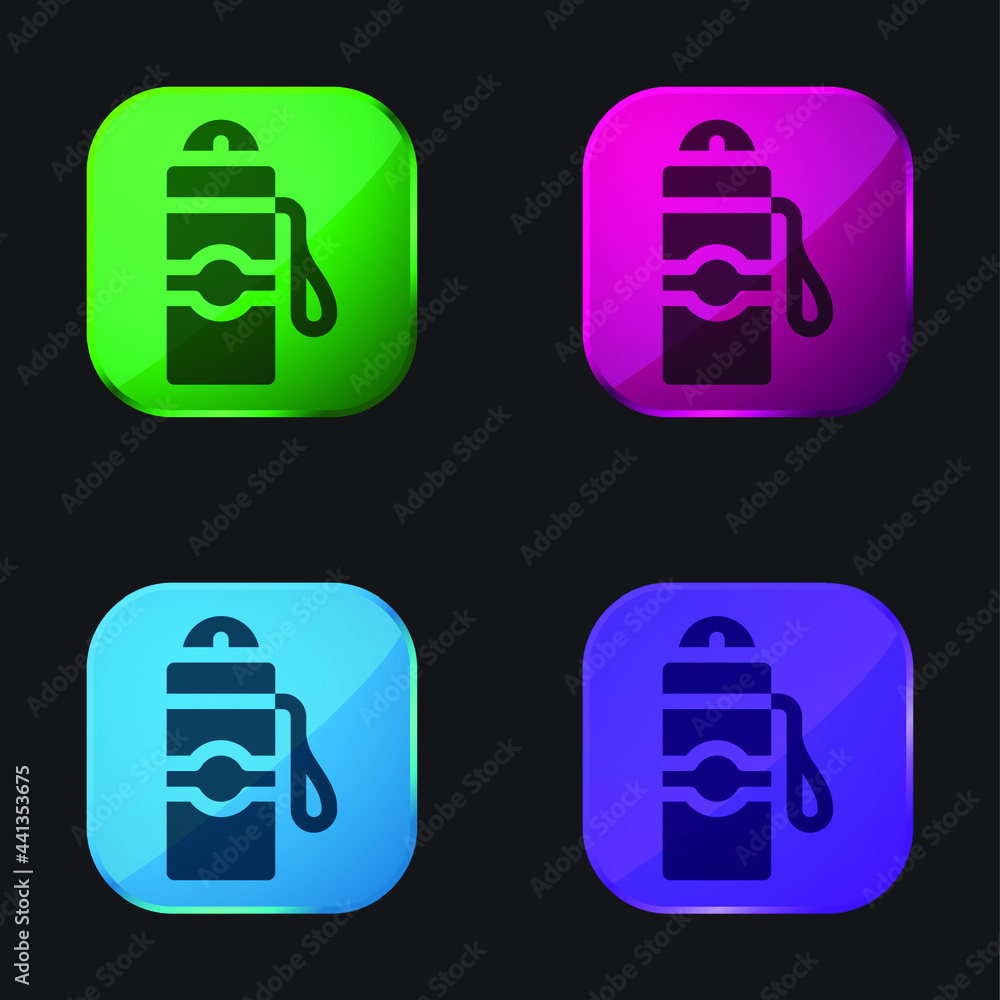 Bottle four color glass button icon Bottle four color glass button icon