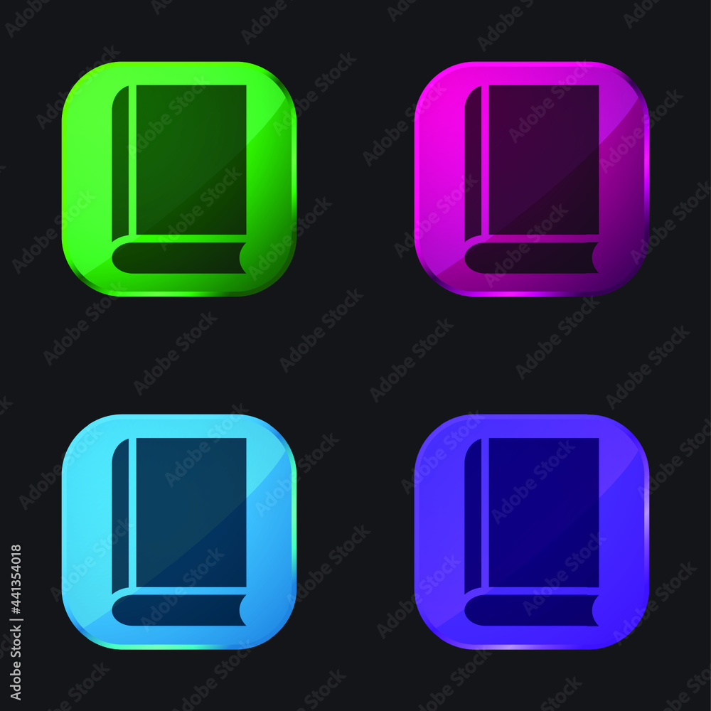 Book four color glass button icon Book four color glass button icon