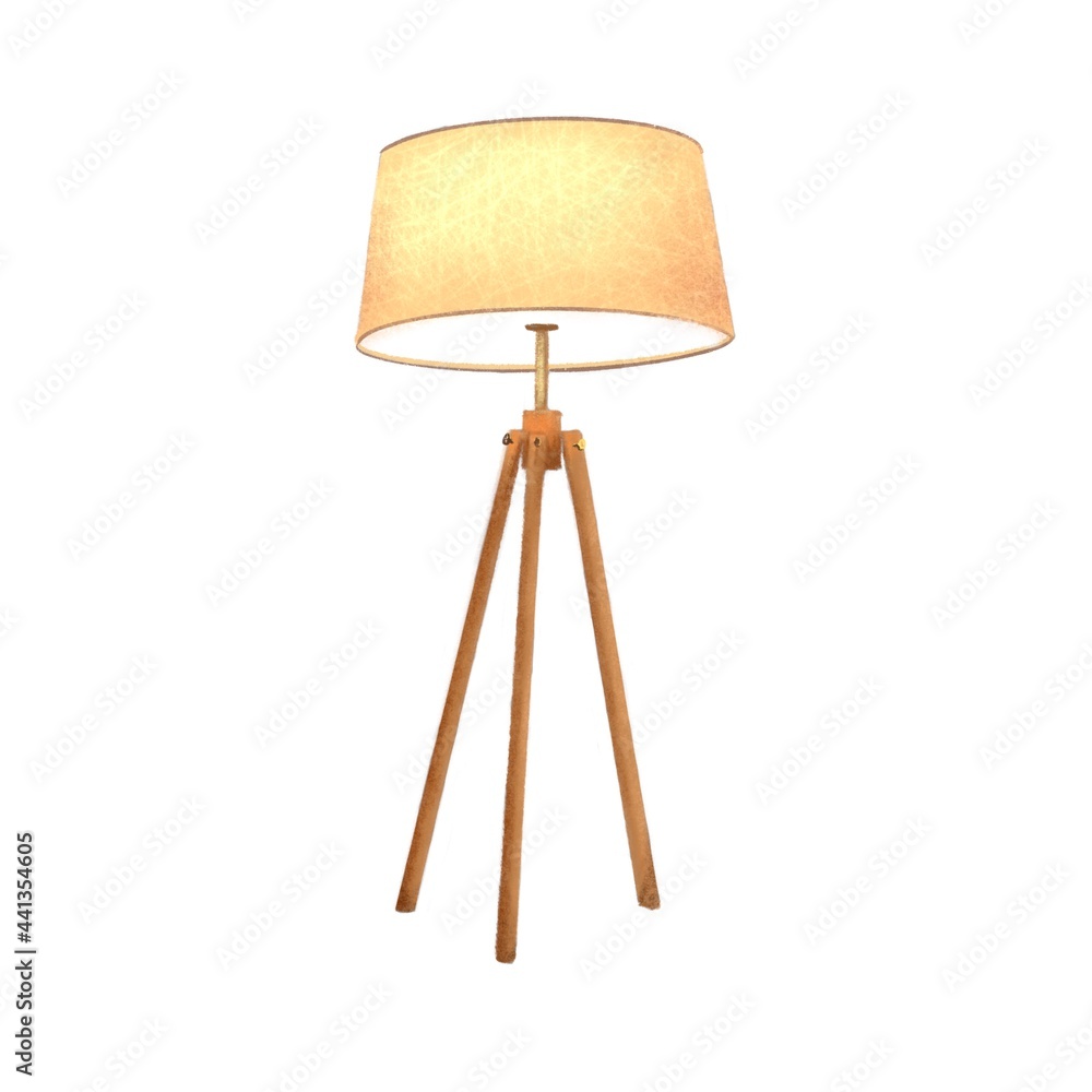 yellow floor lamp with bright light, interior illustration, watercolor pencils clipart yellow floor lamp with bright light, interior illustration, watercolor pencils clipart