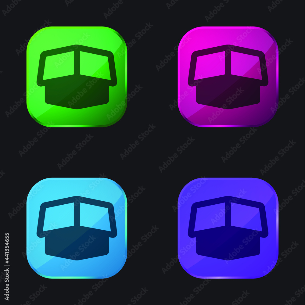 Box four color glass button icon Box four color glass button icon