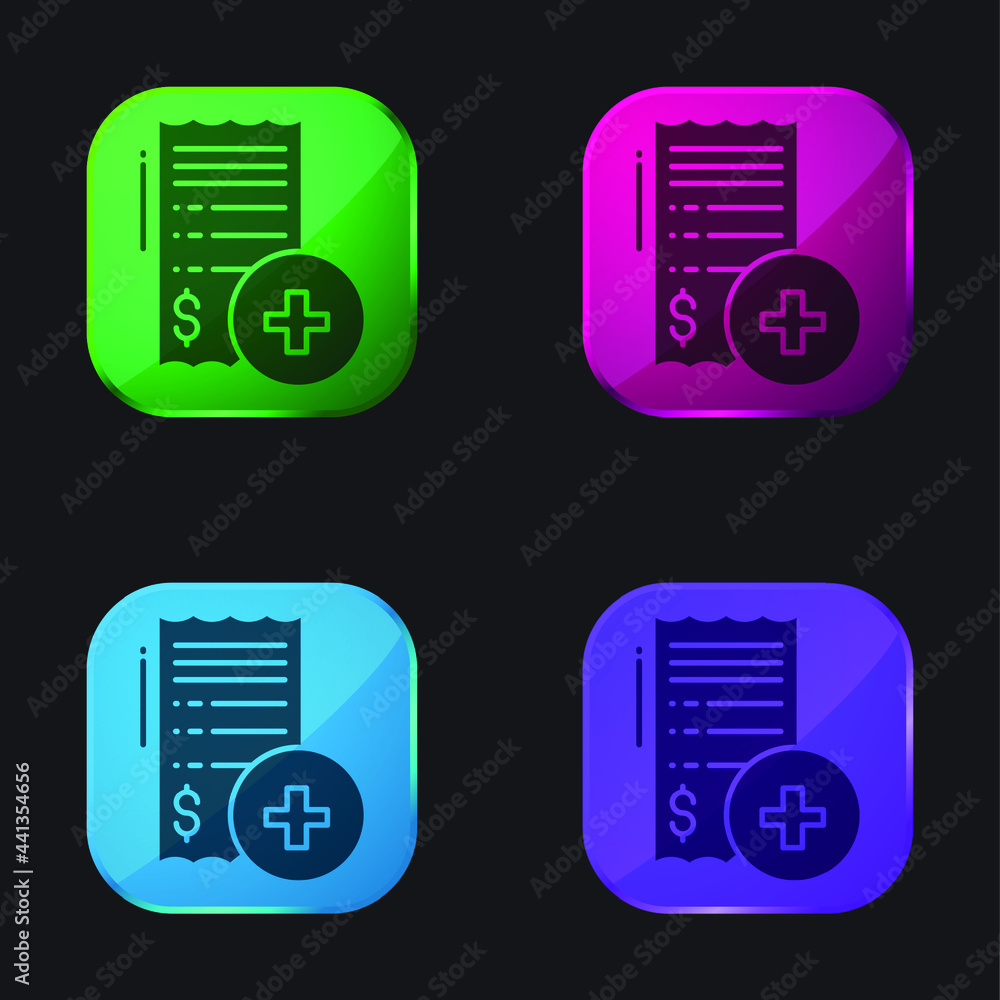 Bill four color glass button icon Bill four color glass button icon