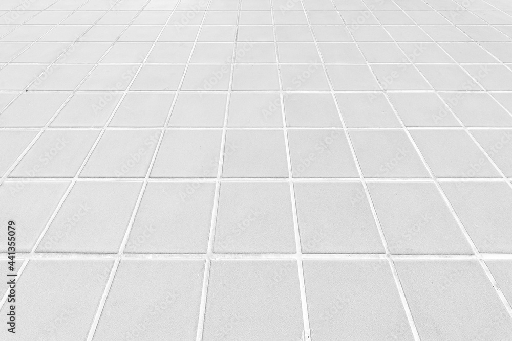 Perspective View Monotone white Brick Stone Pavement on The Ground for Street Road