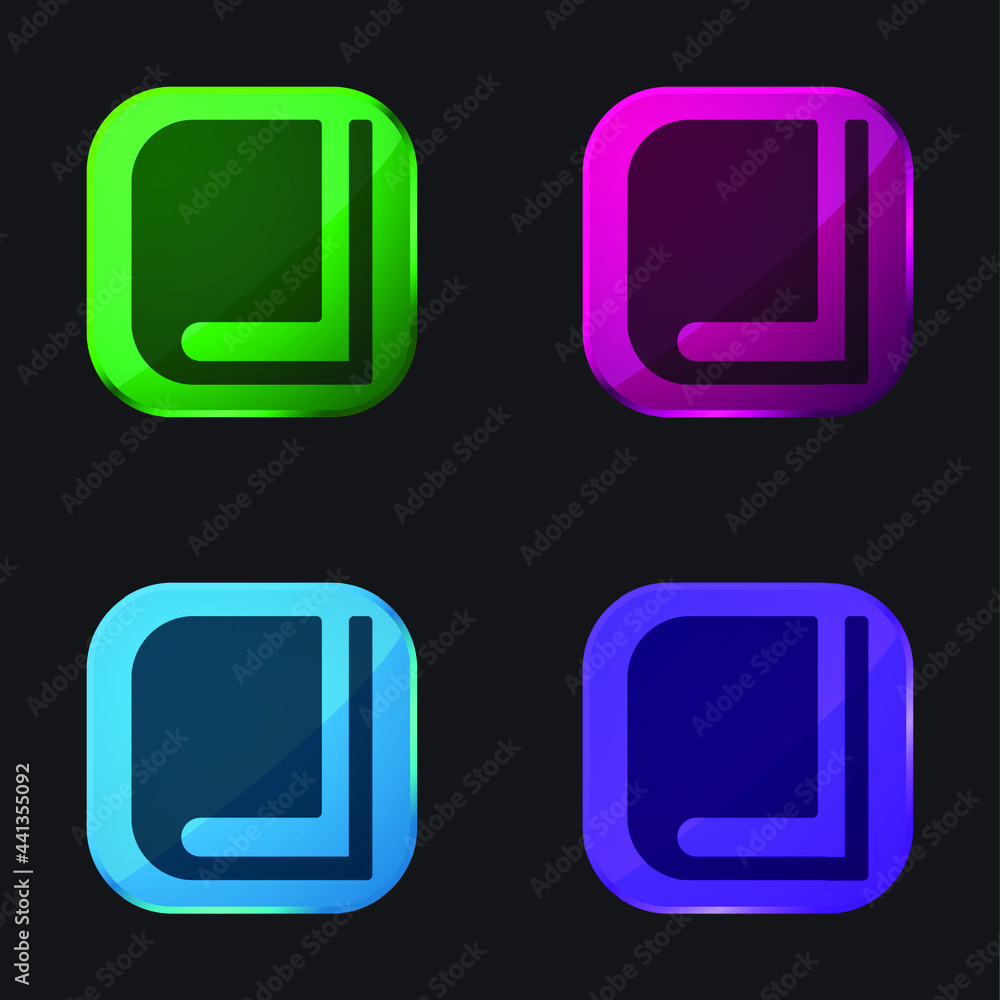 Book four color glass button icon Book four color glass button icon