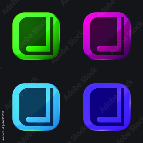 Book four color glass button icon