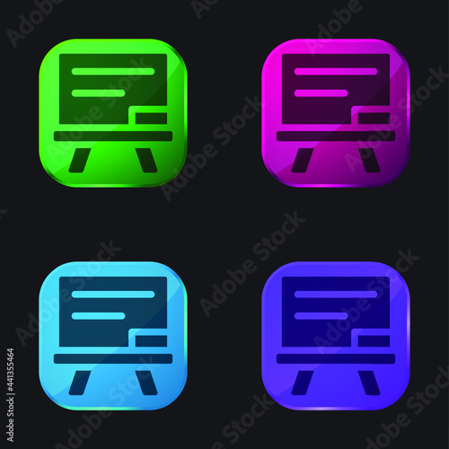 Blackboard four color glass button icon