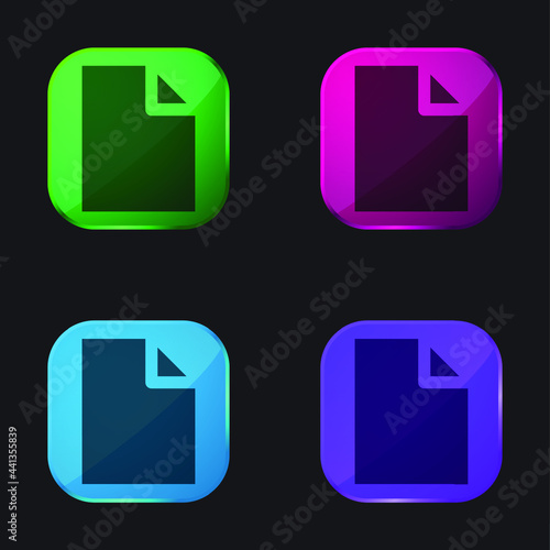 Free Download Blank Document four color glass button icon - GFXLoad