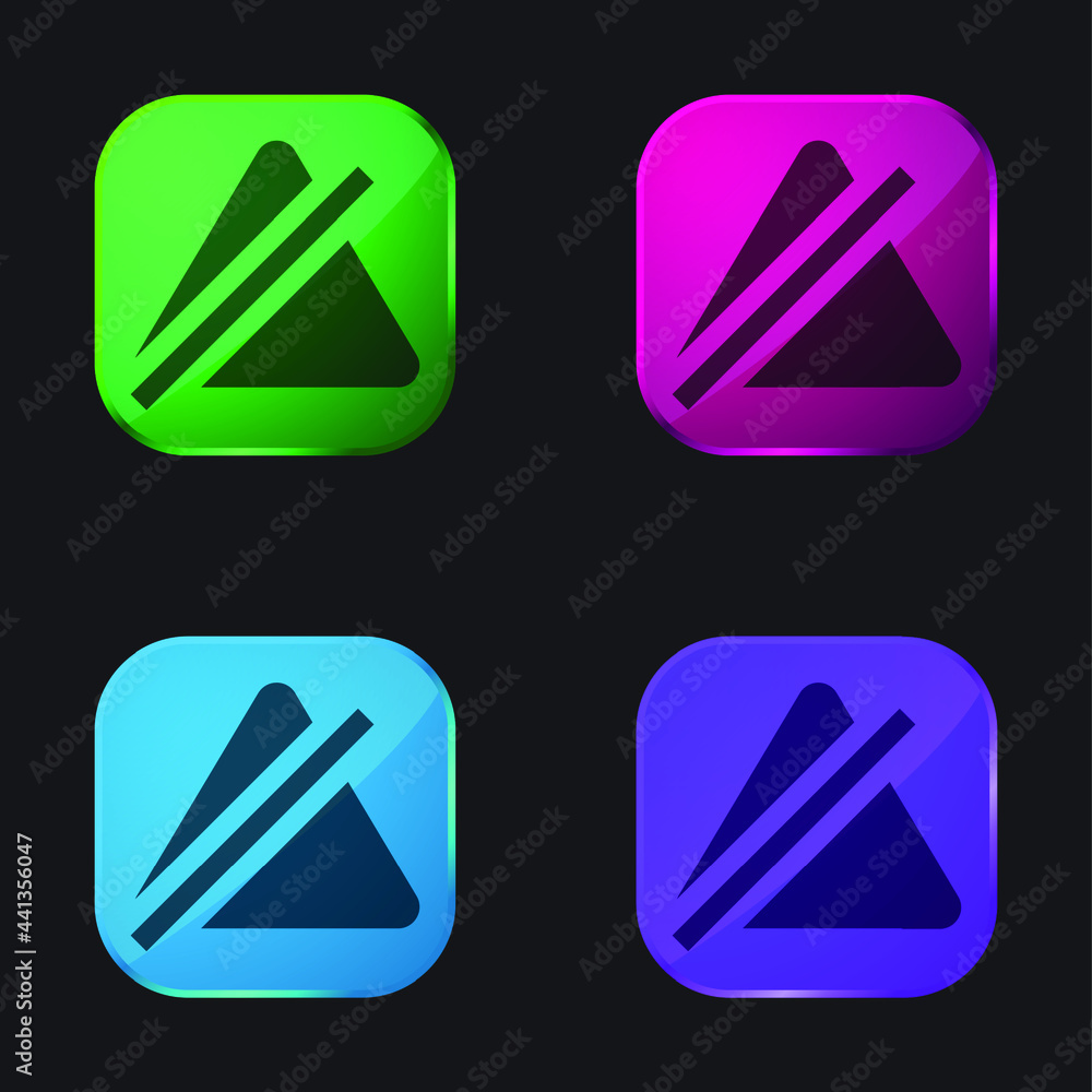 Bleach four color glass button icon Bleach four color glass button icon