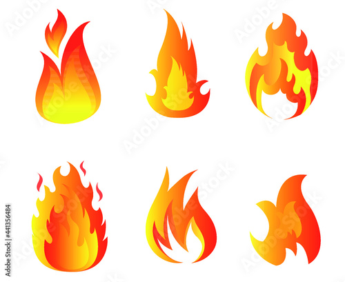 design torch Fire Collection symbols flame abstract illustration vector on Background White