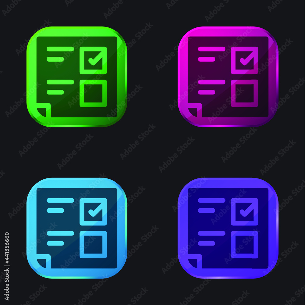 Ballot four color glass button icon Ballot four color glass button icon