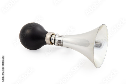 Isolated vintage bicycle air horn.