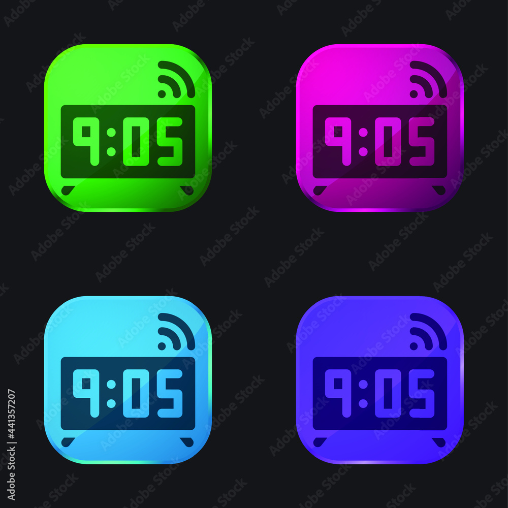 Alarm four color glass button icon Alarm four color glass button icon