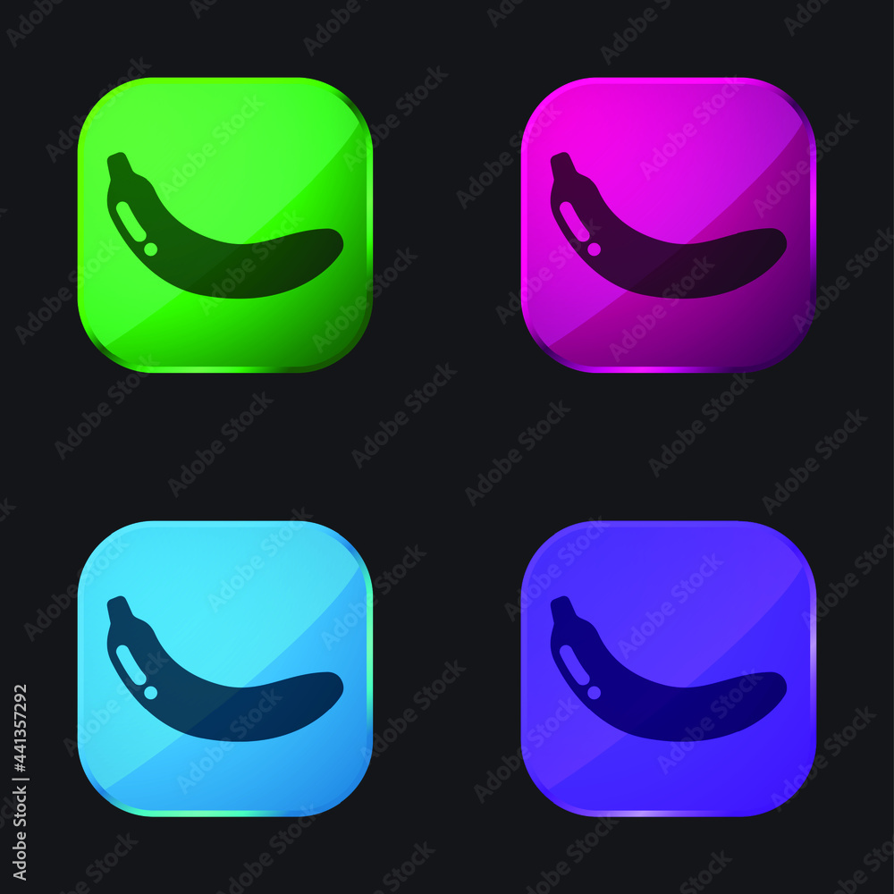 Banana four color glass button icon