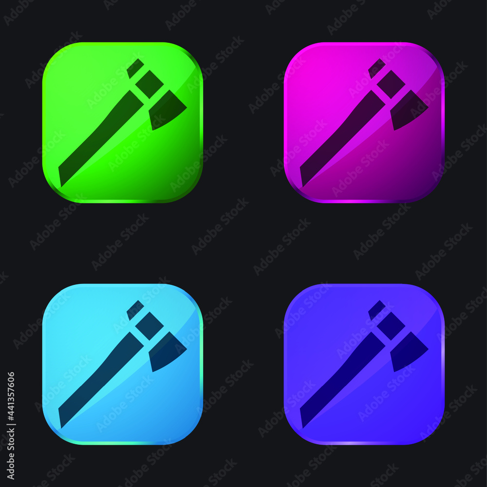 Ax four color glass button icon Ax four color glass button icon