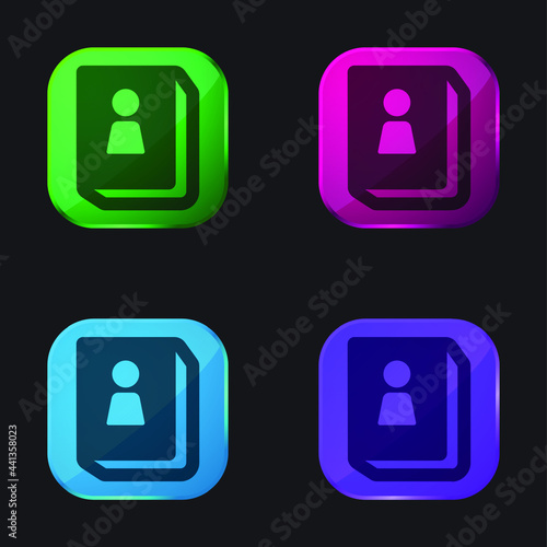Address Book four color glass button icon