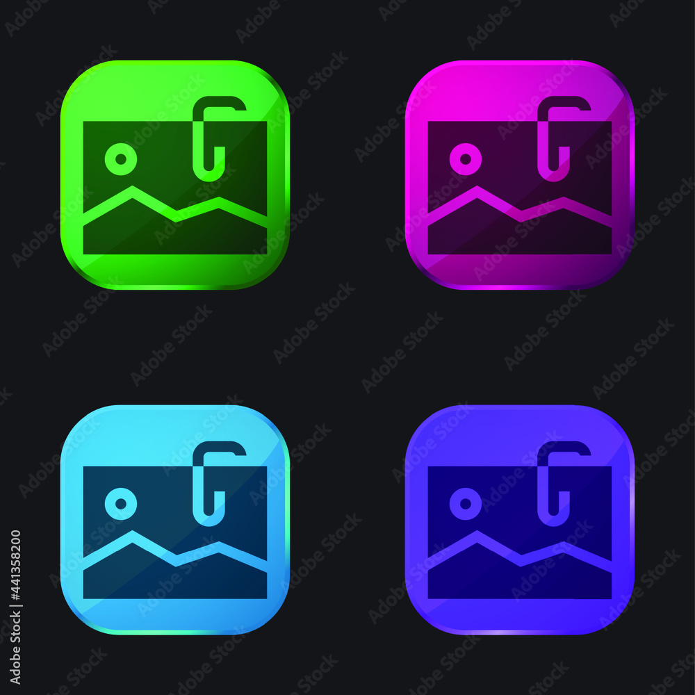 Attached four color glass button icon Attached four color glass button icon