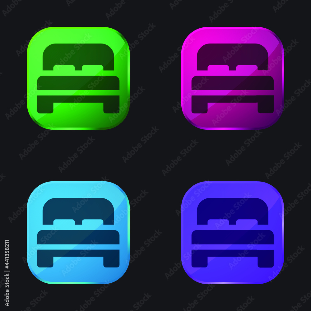 Bed four color glass button icon Bed four color glass button icon