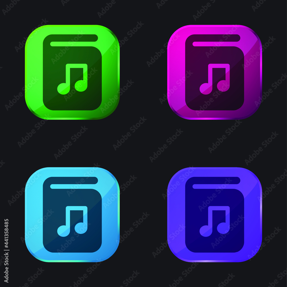 Audio Book four color glass button icon Audio Book four color glass button icon