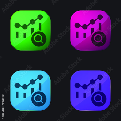Analytics four color glass button icon
