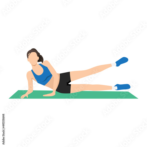 Woman doing Knee lift. Leg kick combo exercise. Flat vector illustration isolated on white background