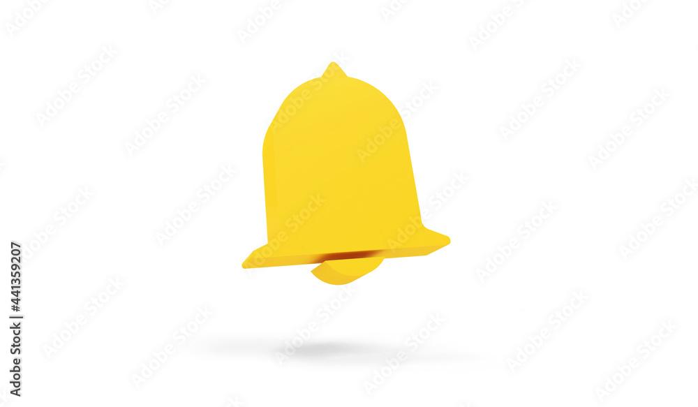 Online video service subscription concept. Yellow bell icon on white background Online video service subscription concept. Yellow bell icon on white background