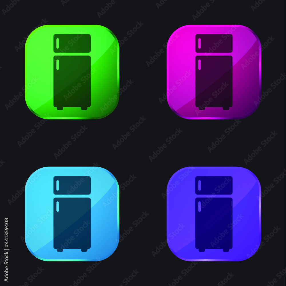 Big Fridge four color glass button icon Big Fridge four color glass button icon