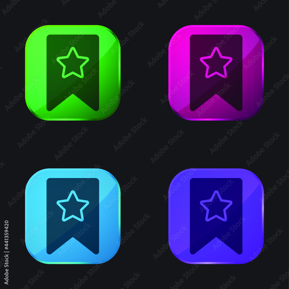 Bookmark four color glass button icon Bookmark four color glass button icon