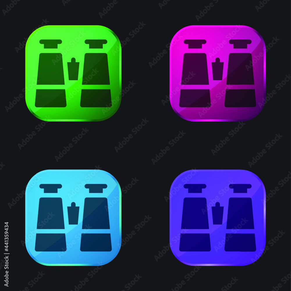 Binoculars four color glass button icon Binoculars four color glass button icon
