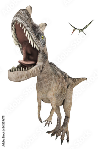 Dinosaurier Ceratosaurus und Flugsaurier Quetzalcoatlus © Michael Rosskothen