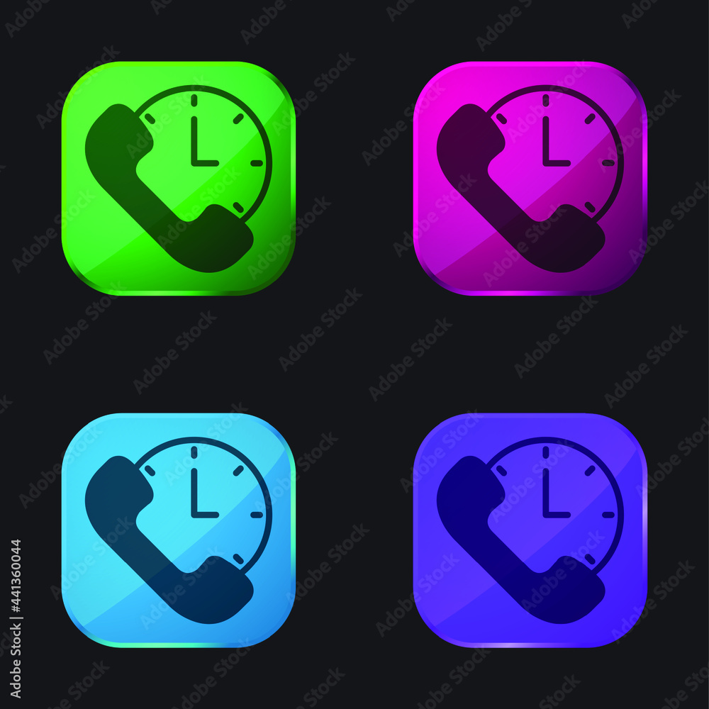 24 Hours four color glass button icon 24 Hours four color glass button icon