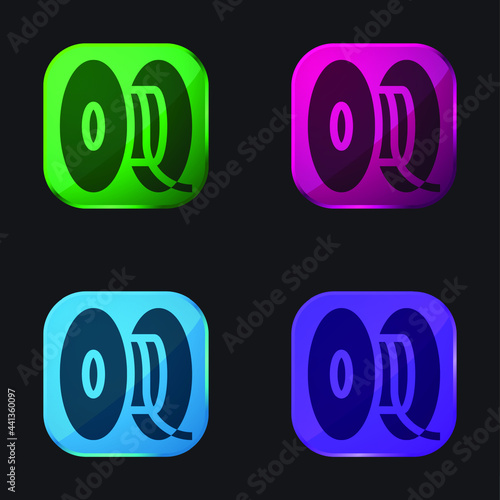3d four color glass button icon