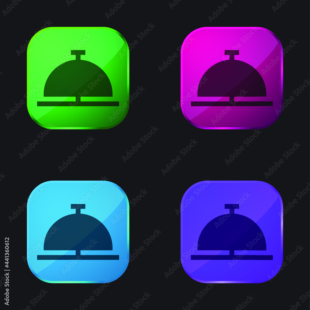 Bell four color glass button icon Bell four color glass button icon