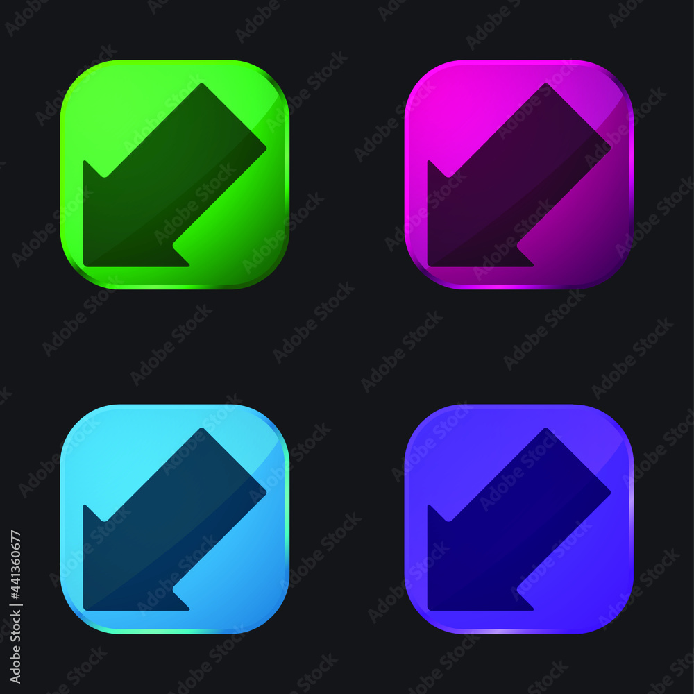 Arrow Pointing Down Left four color glass button icon Arrow Pointing Down Left four color glass button icon
