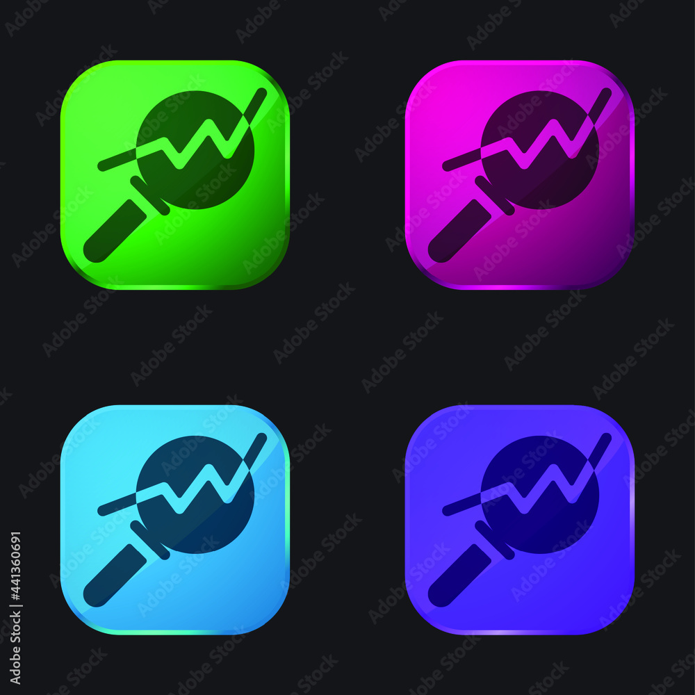 Analytics four color glass button icon Analytics four color glass button icon