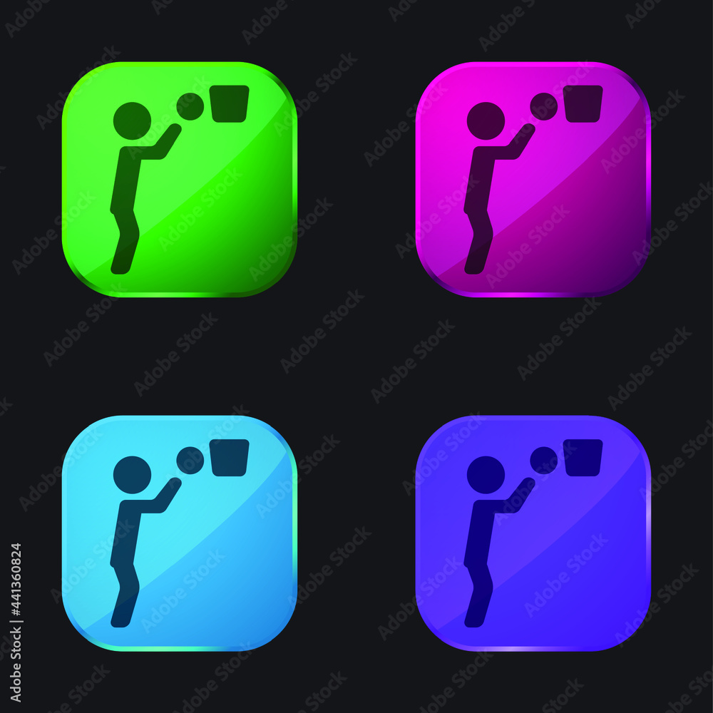 Basketball Player Ball And Basket four color glass button icon Basketball Player Ball And Basket four color glass button icon