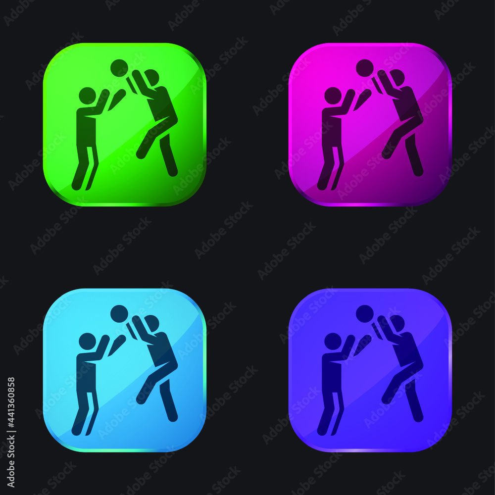 Basketball Player four color glass button icon Basketball Player four color glass button icon