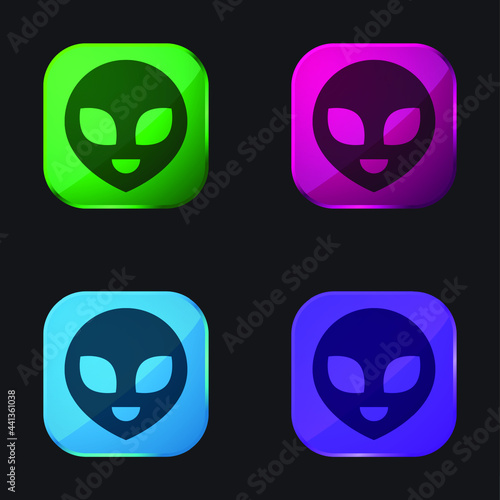 Alien four color glass button icon