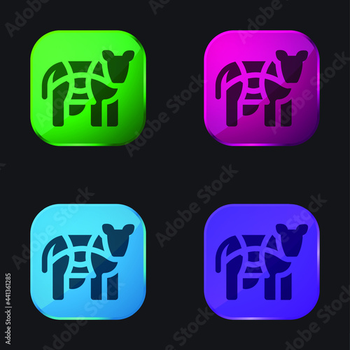 Beef four color glass button icon