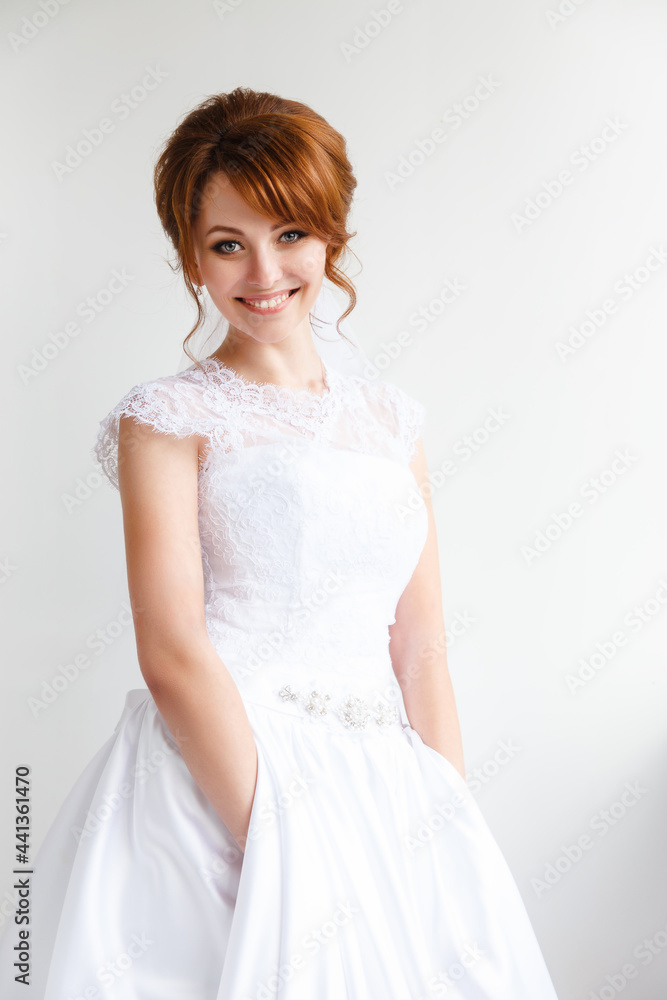 Portrait of the bride with a happy toothy smiling face Portrait of the bride with a happy toothy smiling face