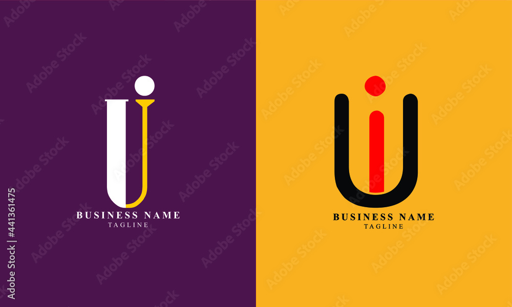 UJ, WI, UI, Abstract initial monogram letter alphabet logo design - obrazy, fototapety, plakaty 