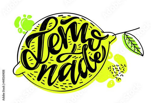Citrus citron lemon pattern background. Lemonade art label. Cute hand drawn doodle summer pattern background. Fresh pattern art. T-shirt design label.