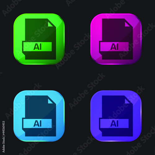 Button Outline four color glass button icon