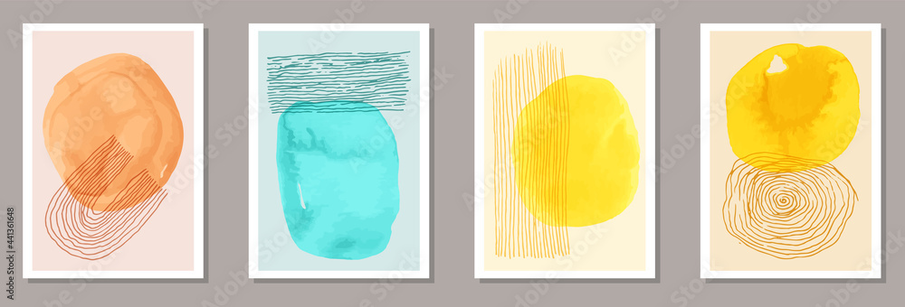 Painted elegant postcards vector collection.