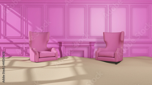 Room interior with Wall Background. 3D rendering  3D illustration 