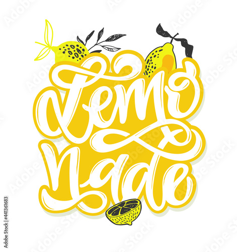 Citrus citron lemon pattern background. Lemonade art label. Cute hand drawn doodle summer pattern background. Fresh pattern art. T-shirt design label.