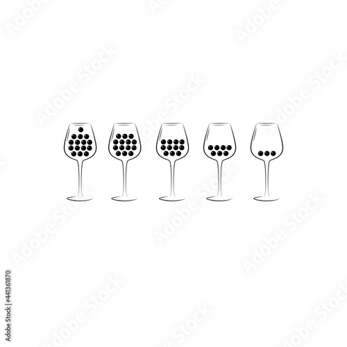 Wine glasses symbols. 5 wineglasses