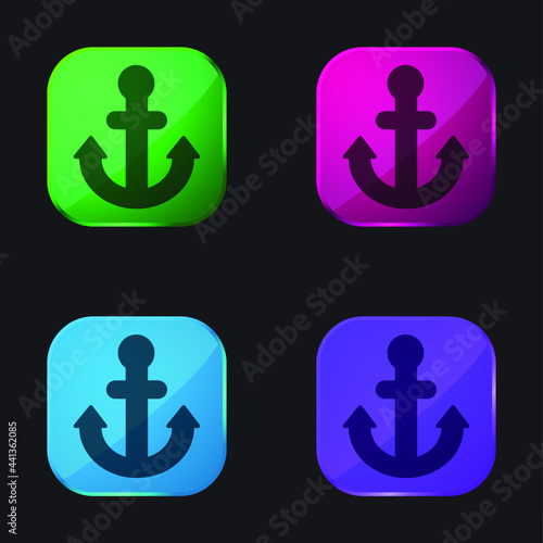 Anchor four color glass button icon